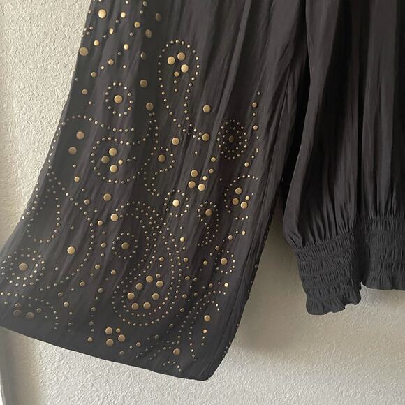 Ramy Brook Tilly Studded‎ Long Bell Sleeve V-Neck Blouse Top - Picture 10 of 12